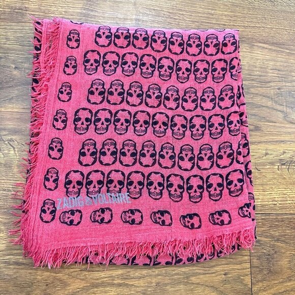 Zadig & Voltaire skull scarf in red - Picture 1 of 5